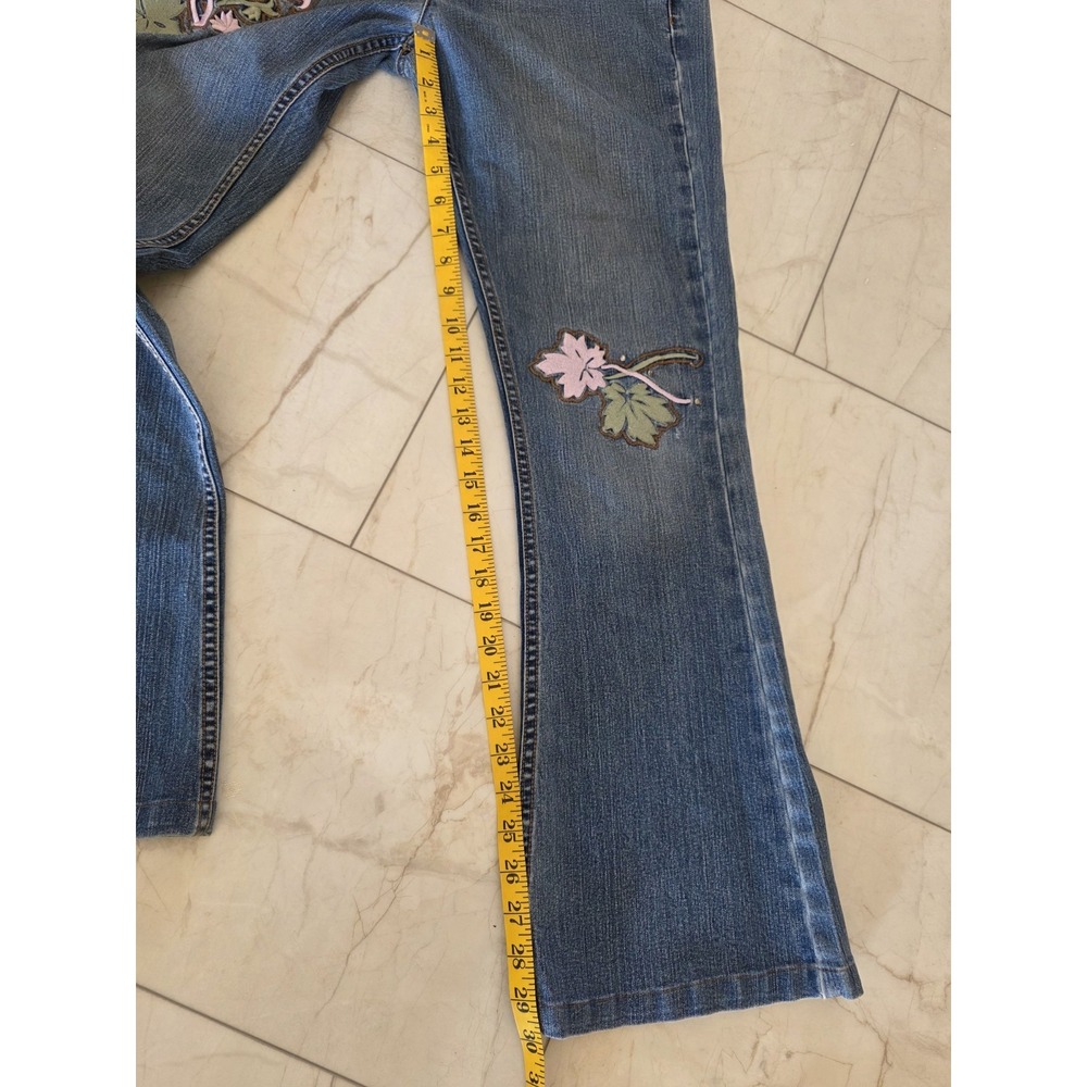 DKNY Jeans Womens Size 4 Embroidered Floral Y2K Bootcut Blue Denim - Picture 6 of 16
